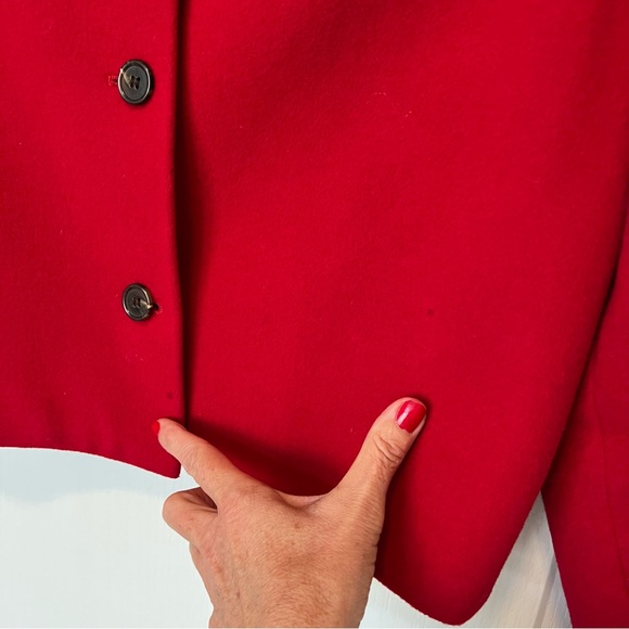 Vintage casual corner wool cashmere blend red cropped blazer jacket - Picture 10 of 13